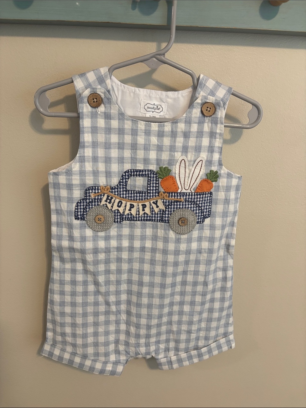 NEW Mud Pie Blue and White Gingham boy Easter outfit size 12-18 months